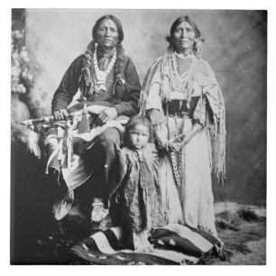 Apache högsta Antonio Maria med hans familj, 1897 Kakelplatta