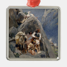 Apache Indians i bergen, Native American Henry Julgransprydnad Metall