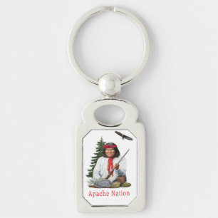 Apache nation rektangulärt silverfärgad nyckelring
