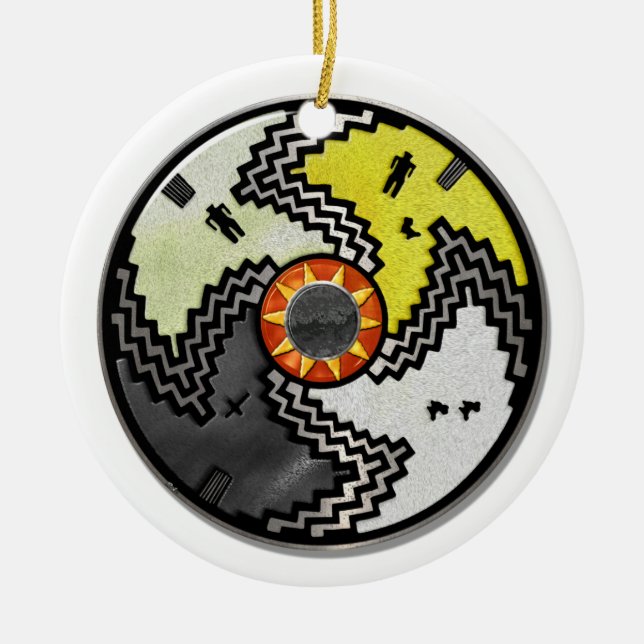 Apache Pride Native American Tribal Julgransprydnad Keramik (Framsidan)