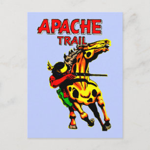 Apache-spår nr 1, inbyggt amerikanskt med banderol vykort