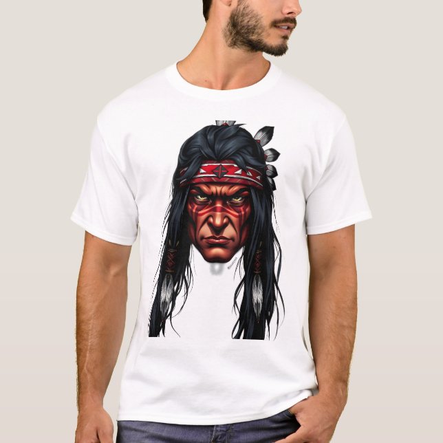 Apache Warrior Ansikte Illustration T Shirt (Framsida)