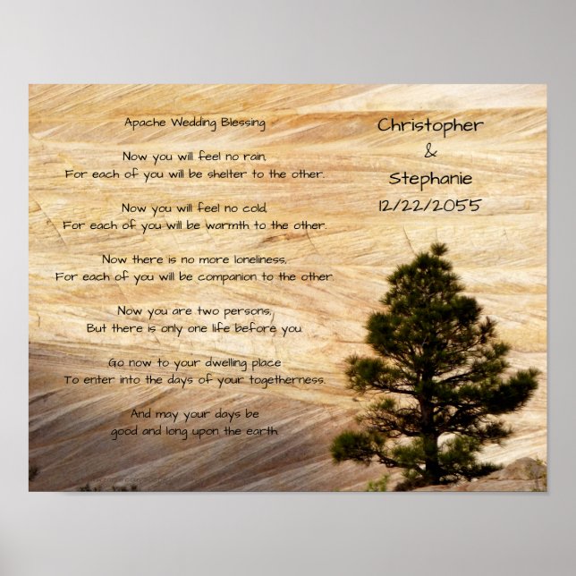 Apache Wedding Blessing Light Brown Stone and Tree Poster (Framsidan)