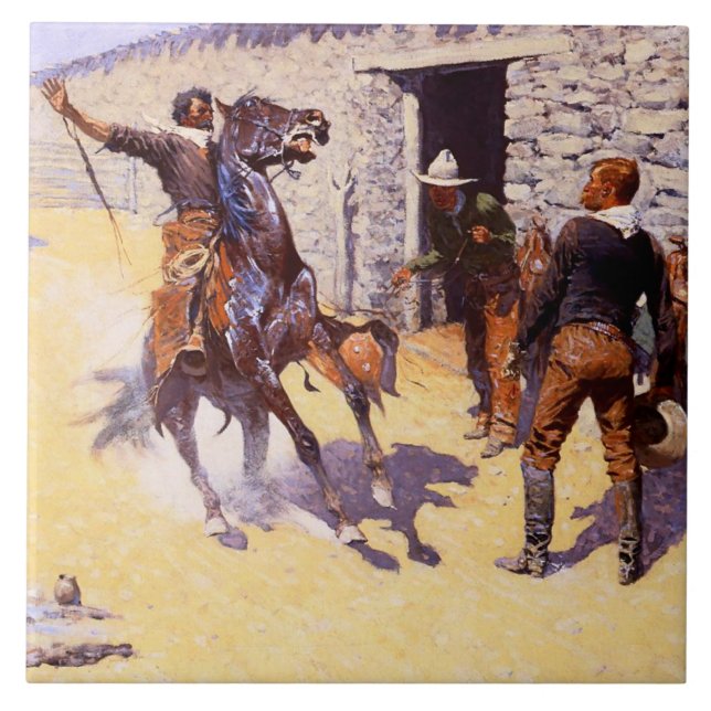 "Apacher - the Alarm" av Frederic Remington Kakelplatta (Framsidan)