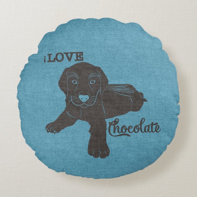 APAL - ChokladLabrador | hund älskare kudder Rund Kudde (Framsidan)