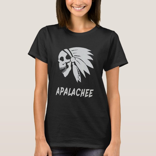 Apalachee Native American Indian Born Freedom Evil T Shirt (Framsida)