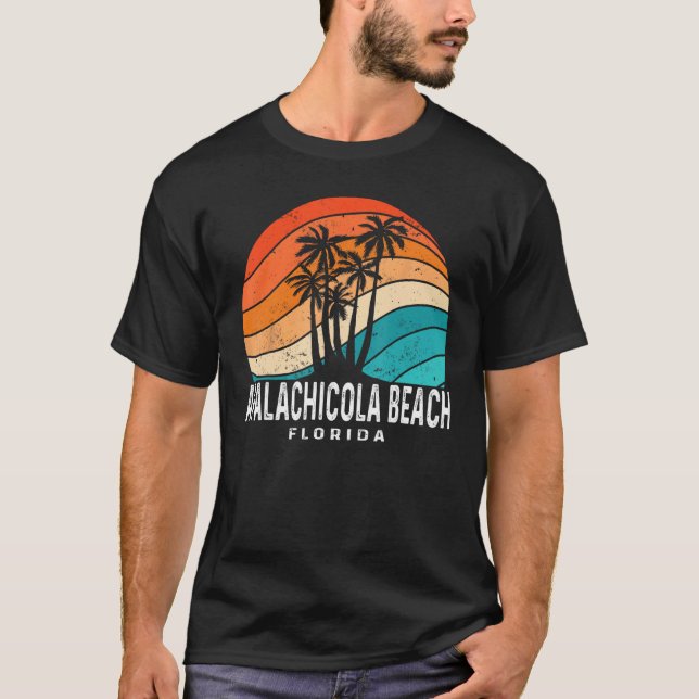 Apalachicola Beach Florida Palm Tree Beach Souveni T Shirt (Framsida)