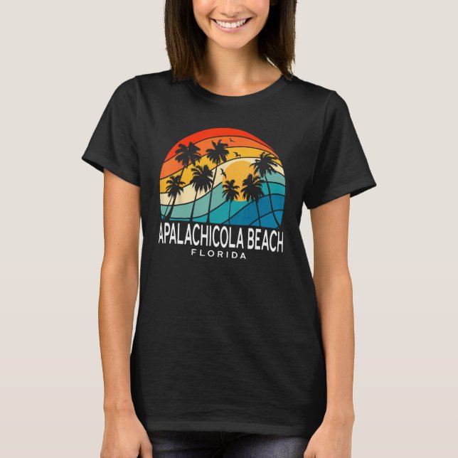Apalachicola Beach Florida Palm Tree Beach Souveni T Shirt (Framsida)
