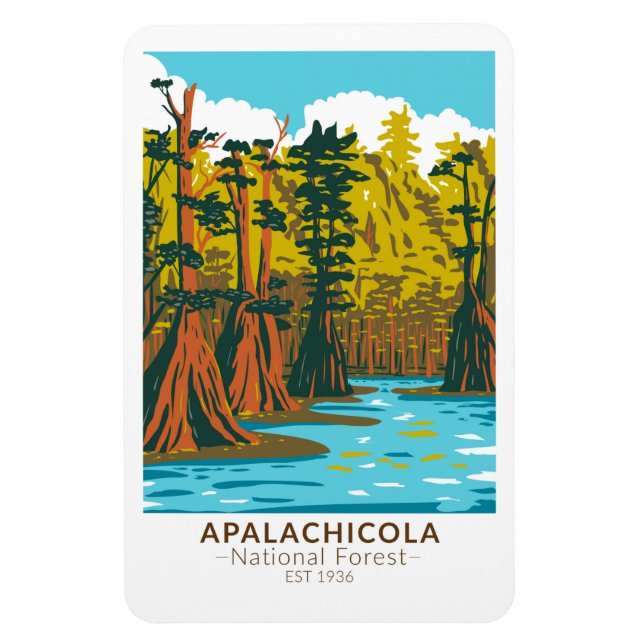 Apalachicola National Forest Baldcypress Träd Magnet (Vertikal)