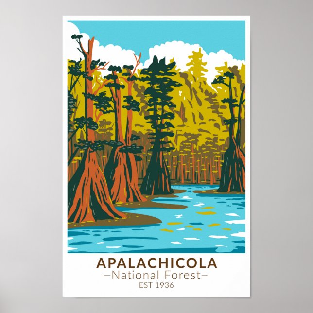 Apalachicola National Forest Baldcypress Träd Poster (Framsidan)
