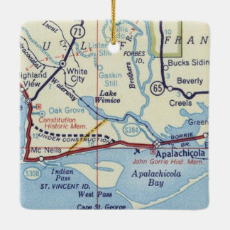 Apalachicola Vintage Karta Julgransprydnad Keramik