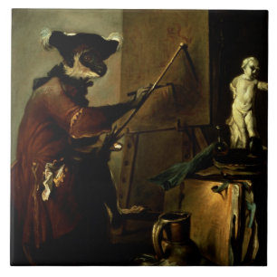Apamålare, 1740 (olja på kanfas) kakelplatta