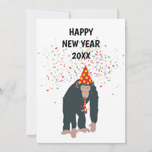 Apan Chimpanzee Partying Animals, nyår Party Julkort