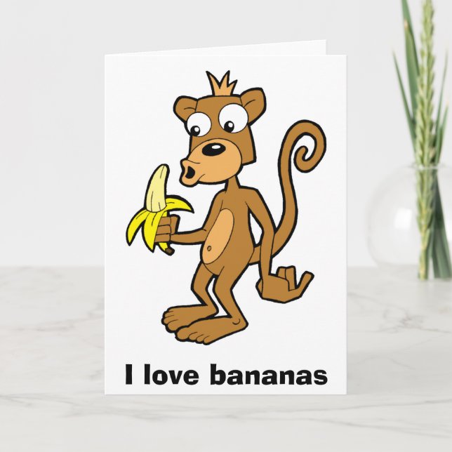 Apan och bananen, älskar jag bananer. Hälsningkort Kort (Framsida)