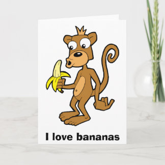 Apan och bananen, älskar jag bananer. Hälsningkort Kort