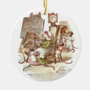 Apan skolar vintageillustrationen julgransprydnad keramik