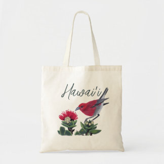 Apapane & Lehua Blossom Hawaii Natur Illustration Tygkasse