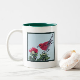 Apapane & Lehua Blossom Hawaii Naturillustration Två-Tonad Mugg