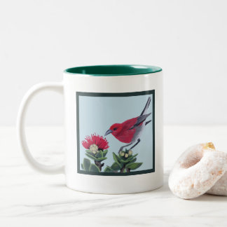 Apapane & Lehua Blossom Hawaii Naturillustration Två-Tonad Mugg