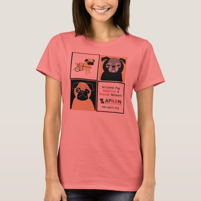 APARN Rädding Pugs Dam Melange Ringer T-shirt (Framsida)