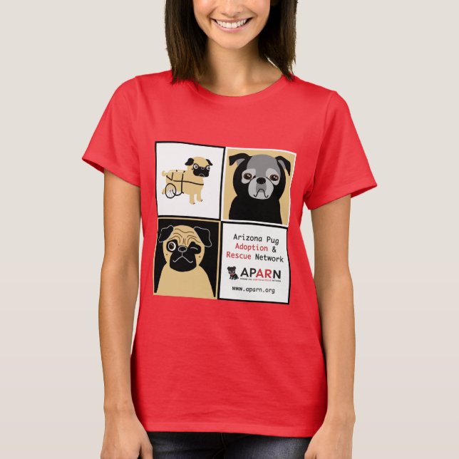APARN Rädding Pugs Dam Organic T-Shirt (Passande) (Framsida)