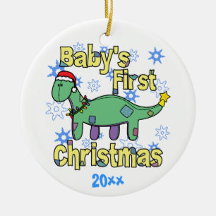 Apatosaurusbaby första prydnad för jul julgransprydnad keramik
