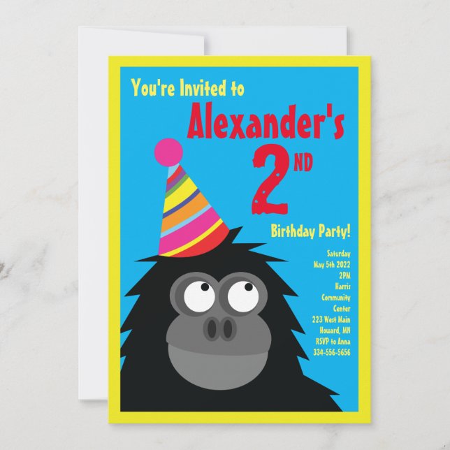 Ape Animal Barn Födelsedagsfest inbjudan (Framsida)