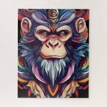 Ape ansikte med smyckad mane