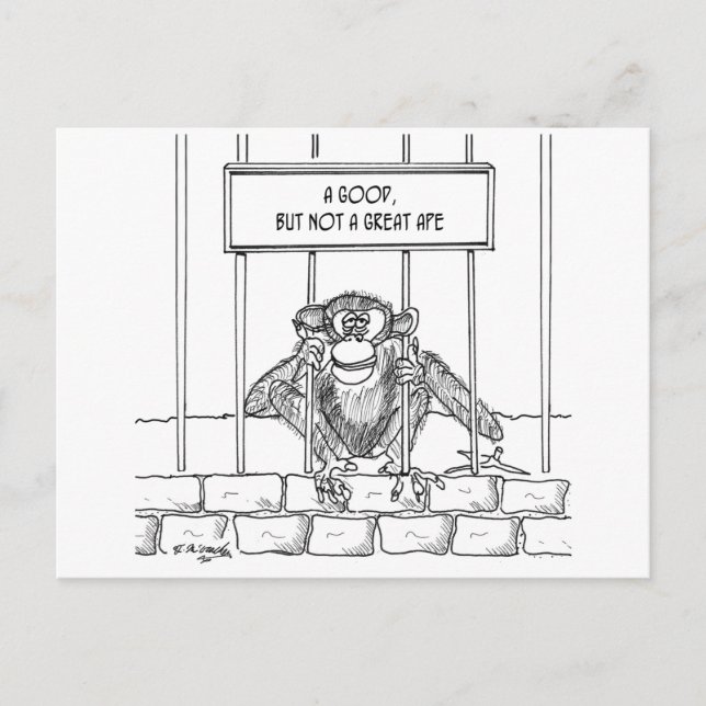 Ape Cartoon 1537 Vykort (Framsida)