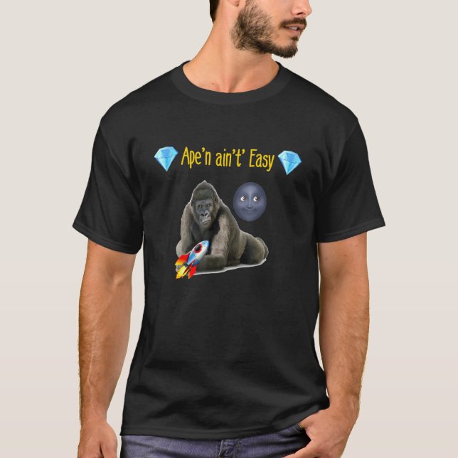 Ape Diamond Händer Måne Rocket Frakt Trader T Shirt (Framsida)