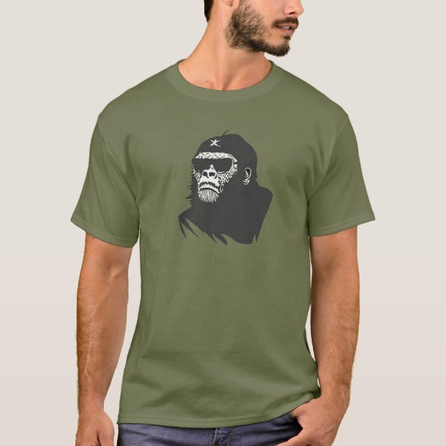 Ape Guevara Graffiti Stencil Stil Che Parody T Shirt (Framsida)