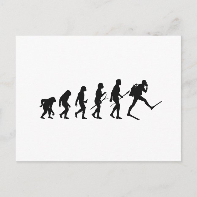 Ape Man Evolution Diver Vykort (Framsida)