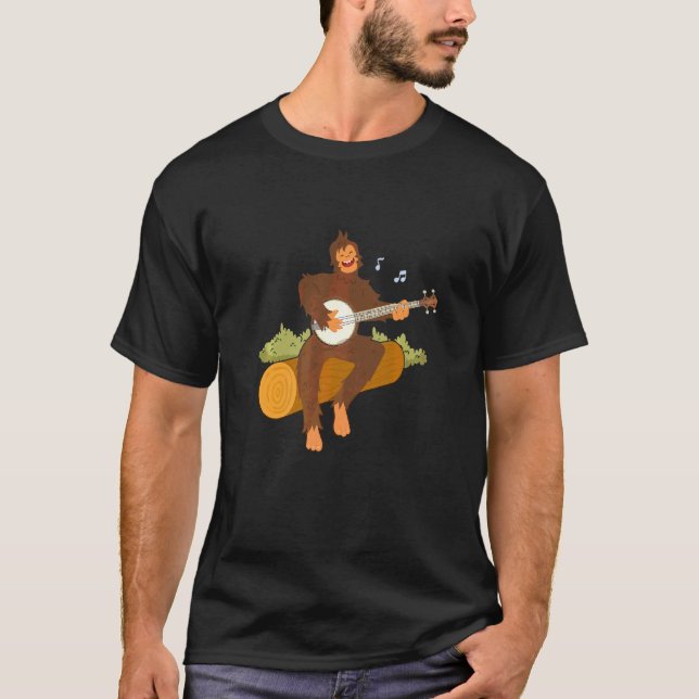 Ape Monkey Spelar upp banjos Music Strings Instrum T Shirt (Framsida)