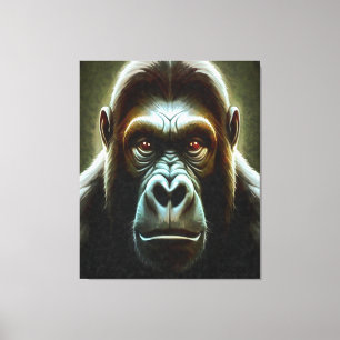Ape Mountain Gorilla Roligt Ansikte Character Port Canvastryck