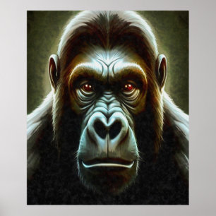 Ape Mountain Gorilla Roligt Ansikte Character Port Poster