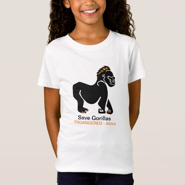 Ape-Spara GORILLAS-afrikanskt utrotningshotat djur T Shirt (Framsida)