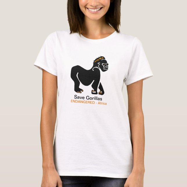 Ape - Spara GORILLAS - Conservation - Vildlevande  T Shirt (Framsida)