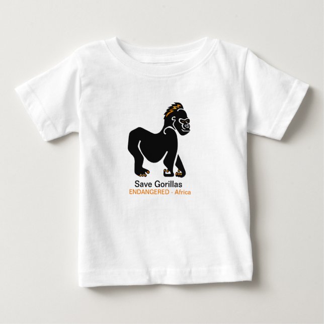 Ape-Spara GORILLAS-utrotningshotad animalisk grafi T Shirt (Framsida)