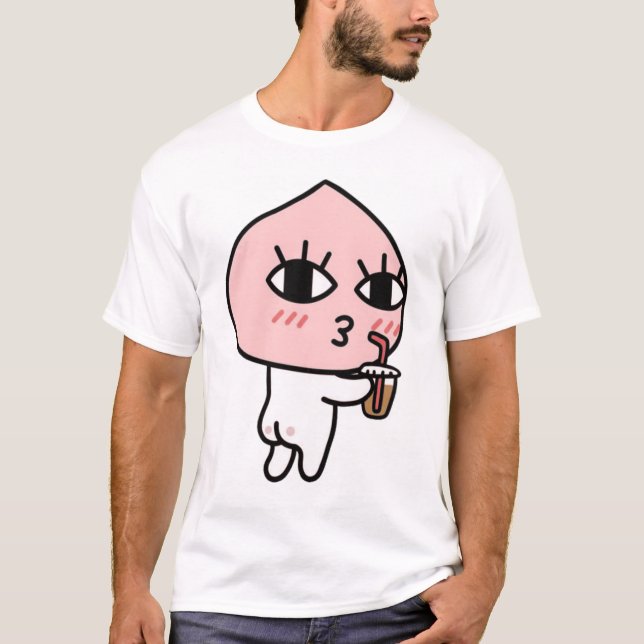 Apeach med Iced Coffee T Shirt (Framsida)