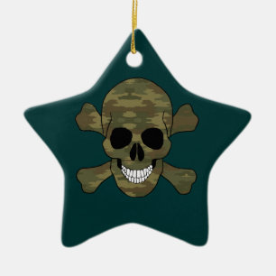 Apelnamn för Camouflage Skull och Crossbone Star Julgransprydnad Keramik