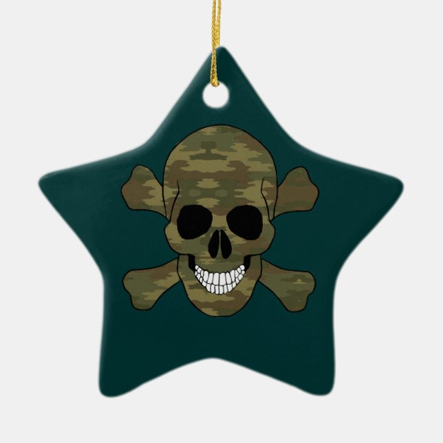 Apelnamn för Camouflage Skull och Crossbone Star Julgransprydnad Keramik (Framsidan)