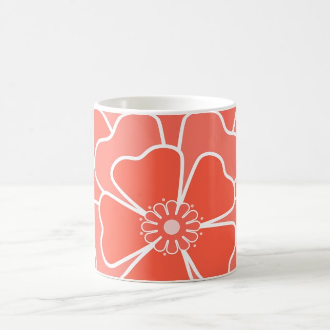 Apelsin abstrakta blommönster kaffemugg (Center)