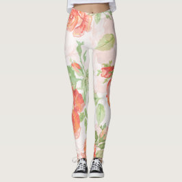 Apelsin blommande ros förlovningsfest leggings