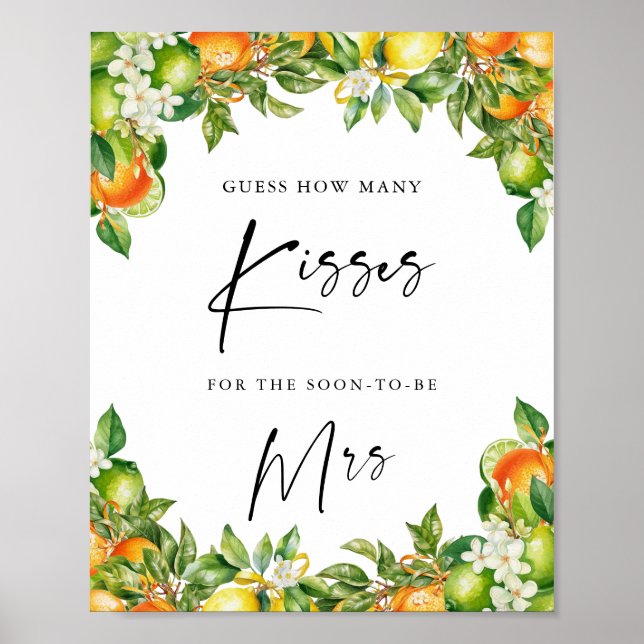 Apelsin Citron Citrus hur många kyssar bröllopsdus Poster (Framsidan)