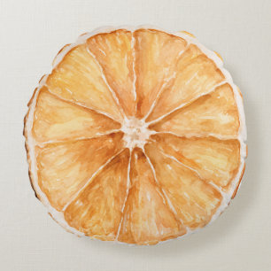 Apelsin & citronskiva frukt rund kudde