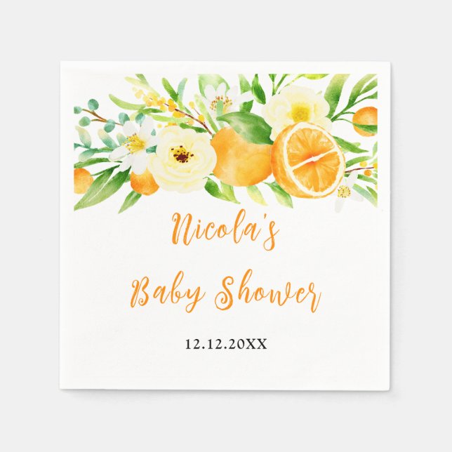 Apelsin Citrus Baby Shower Pappersservett (Framsidan)
