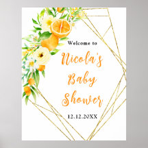 Apelsin Citrus Baby Shower Välkomstskylt