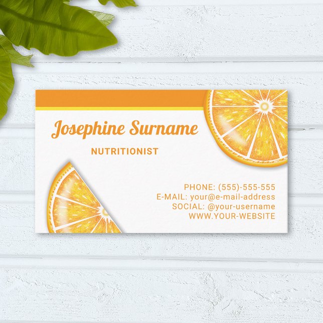 Apelsin Citrus Frukt Skivor Dietist Nutritionist Visitkort (Skapare uppladdad)