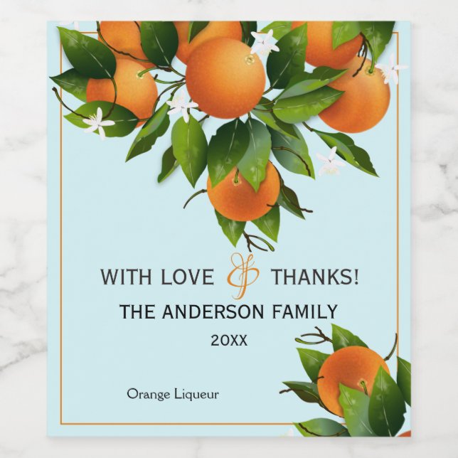 Apelsin Citrus Frukt Vinflaska Etikett (Singel etikett)