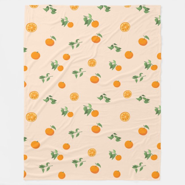 Apelsin Frukt citrus klassiskt mönster  Fleecefilt (Framsidan)